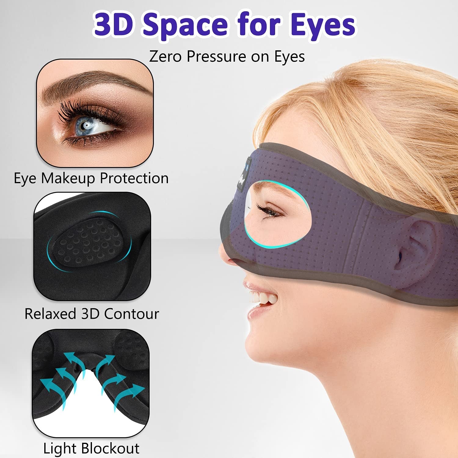 Steam Eye Mask, Eye Steamer with Sleeping Headphones for Side Sleepers, Colorful 3D Music Eye Mask Cool Birthday Holiday Unique Gifts for Family