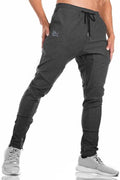 Mens Jogger Sport Pants, Casual Zipper Gym Workout Sweatpants Pockets