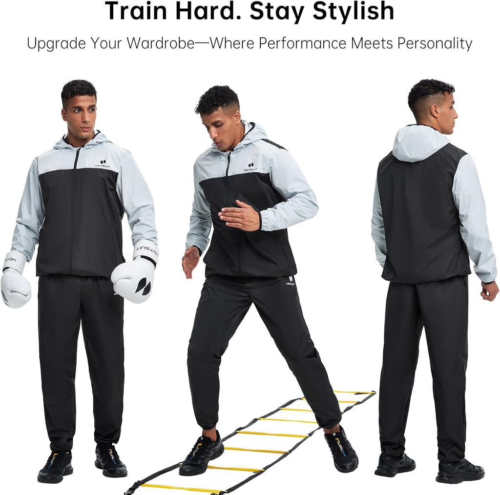 Men's sauna suit for gym, training and exercise, sauna jacket plus pants