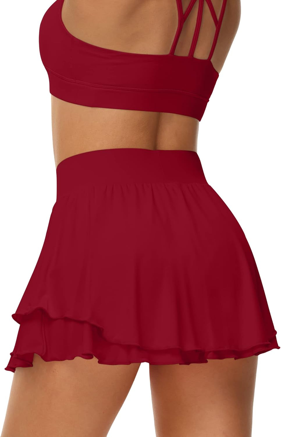 Women'S Athletic Tennis Skirts with Pockets 13In Ruffle Golf Running Workout Ice Silk Flowy Skorts with Sports Shorts