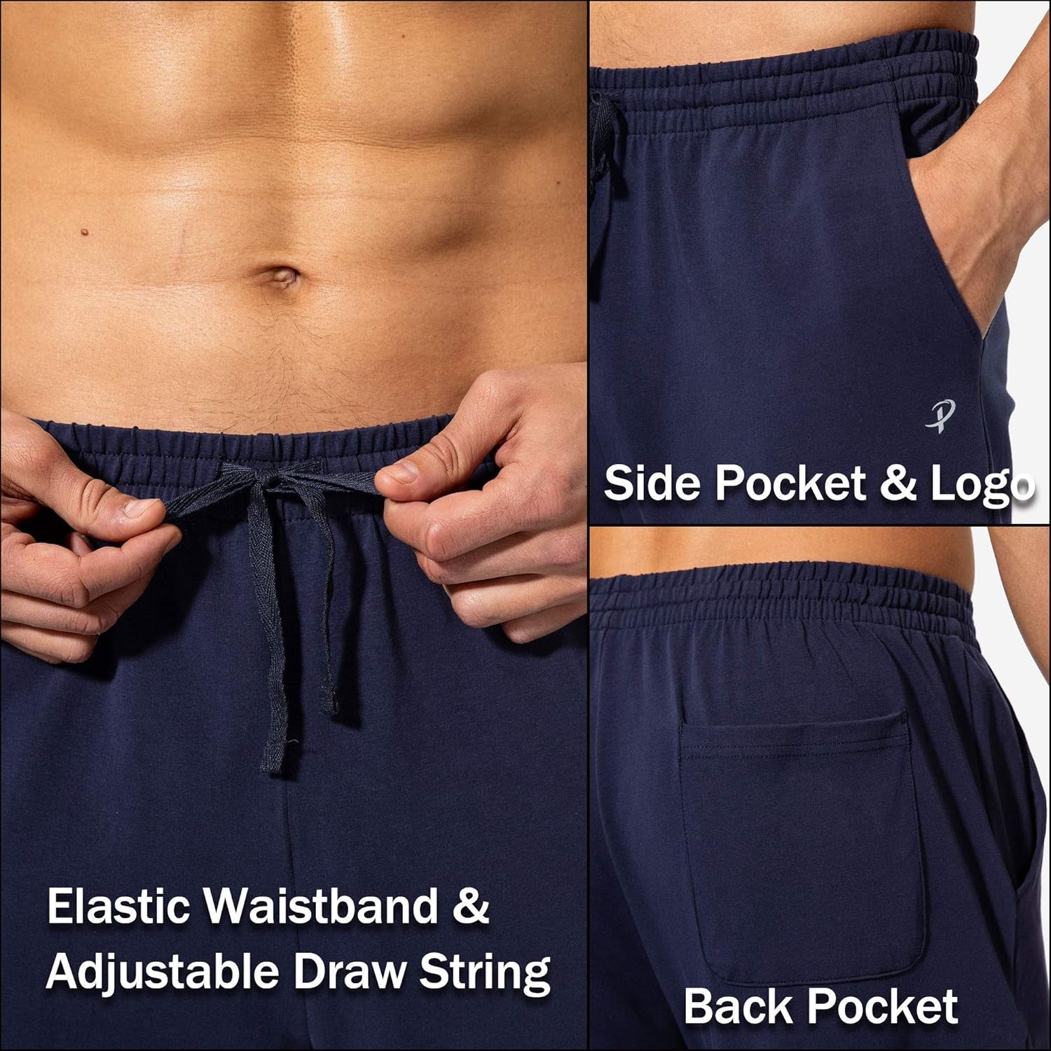 Men's cotton yoga sweatpants, casual jersey pants.