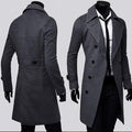 Men's Wool Trench Coat, Premium Quality Double-Breasted Slim Fit Winter Coat, Long Jacket, Work Jacket, Grey Coat, Size L