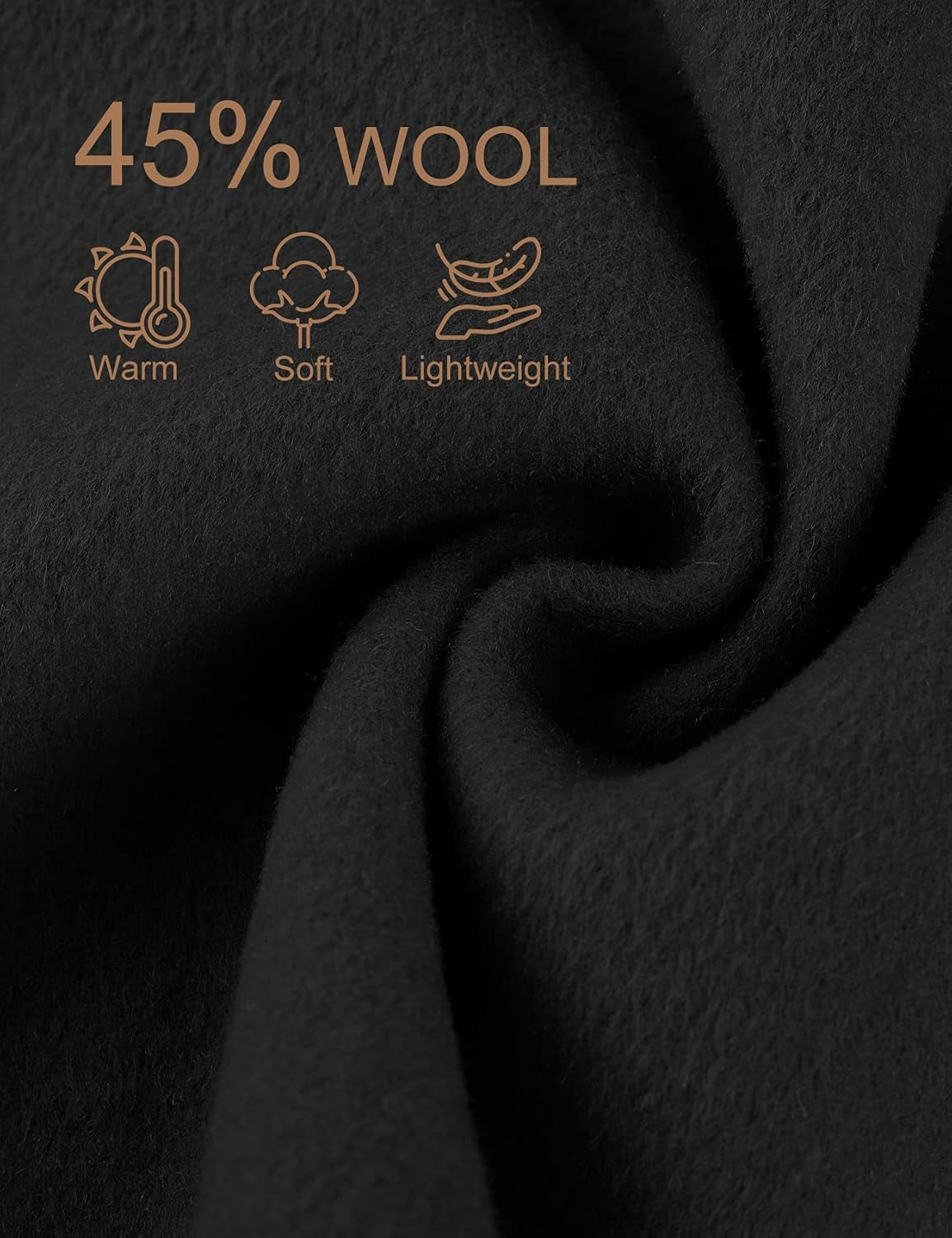 Women'S Elegant Notched Lapel Wool Trench Coat Belted Single Breasted Long Pea Coat Winter