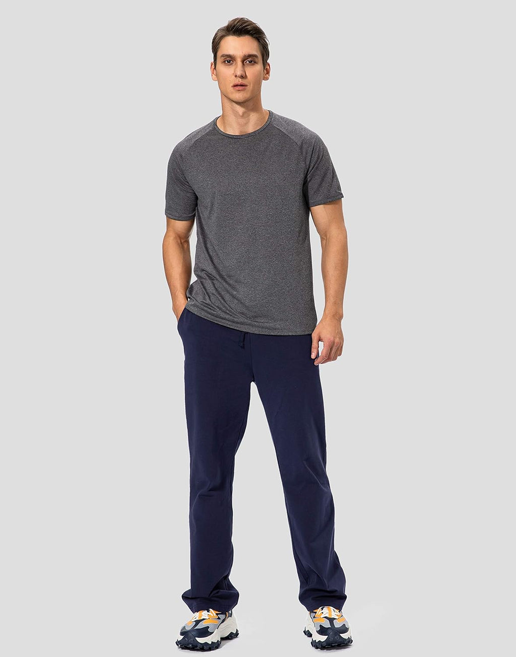 Men's cotton yoga sweatpants, casual jersey pants.