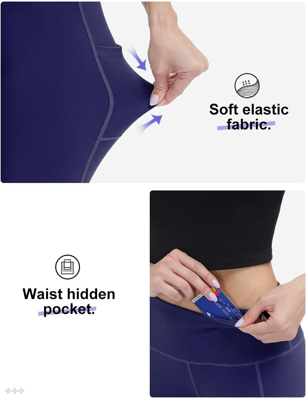 Anti-Nail Leggings for Women, Non-See-Through Yoga Pants with Phone Pockets, Tummy Control Full-Length/Capri Tights